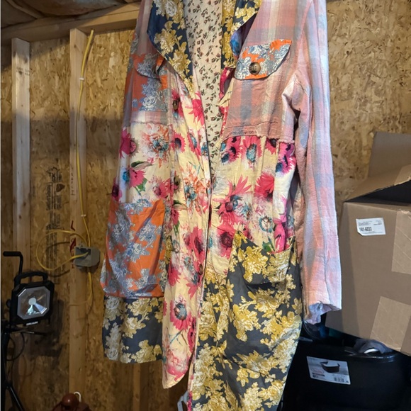 Velvet Floral Patchwork Trench Coat NWOT - Picture 1 of 4